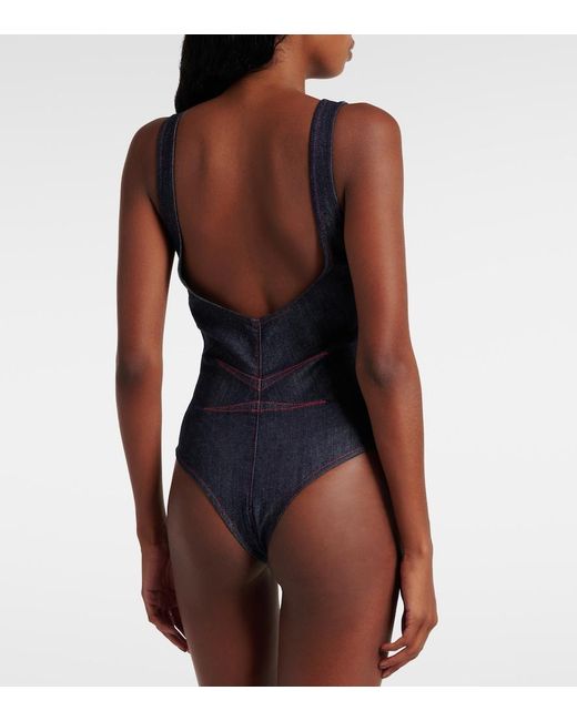 Alaïa Blue Denim Bodysuit