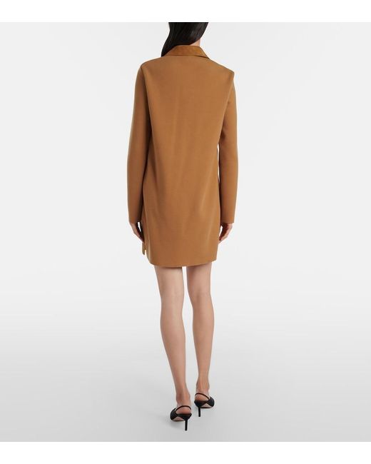 Tom Ford Brown Wool-Blend And Suede Minidress