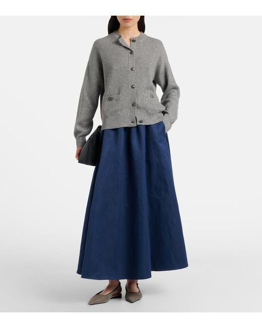 Brunello Cucinelli Gray Cashmere-Blend Lame Cardigan