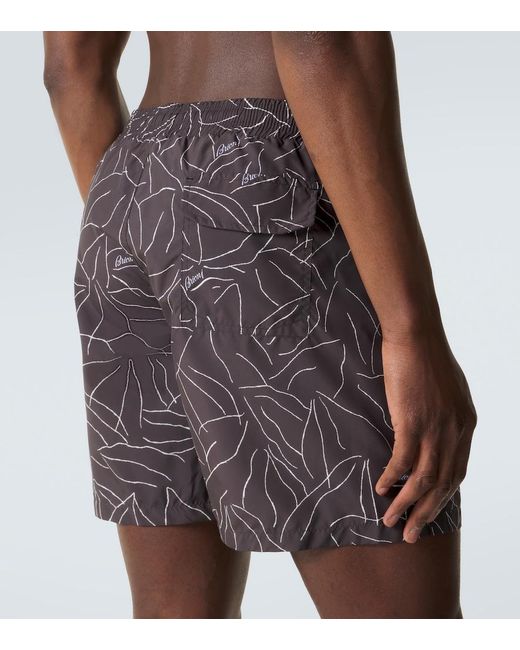 Brioni Gray Printed Swim Trunks for men