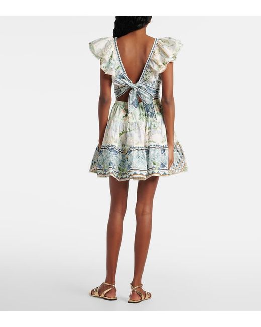 Robe Imprimee En Coton A Cristaux Camilla en coloris White