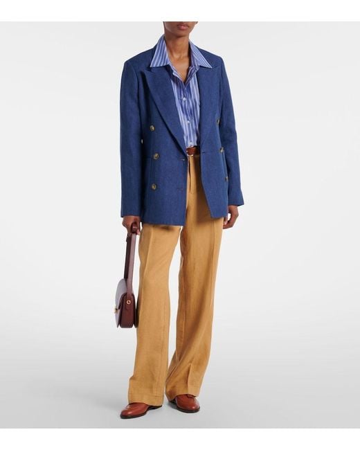 Polo Ralph Lauren Natural Linen Wide-Leg Pants