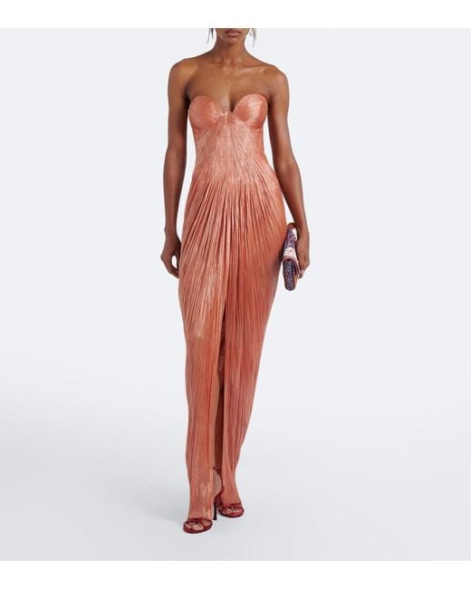 Maria Lucia Hohan Red Nadira Silk Bustier Gown