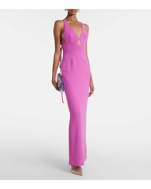 Solace London Purple Milly Cutout Crepe Maxi Dress