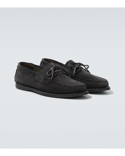 Saman Amel Black City Moc Suede Boat Shoes for men