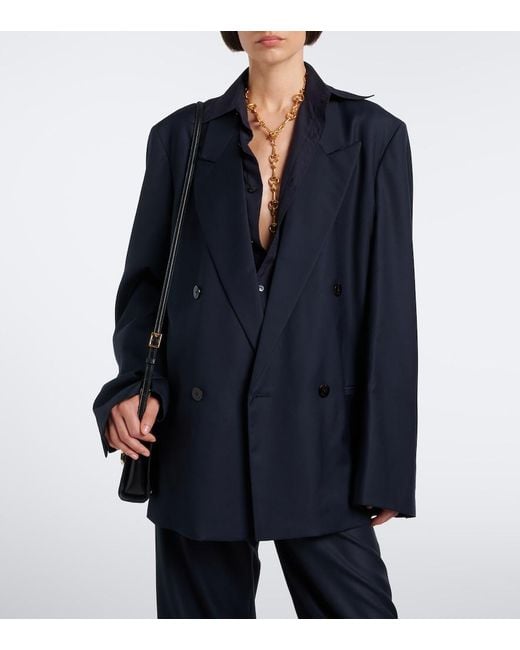 Gucci Blue Double-Breasted Oversized Wool Blazer