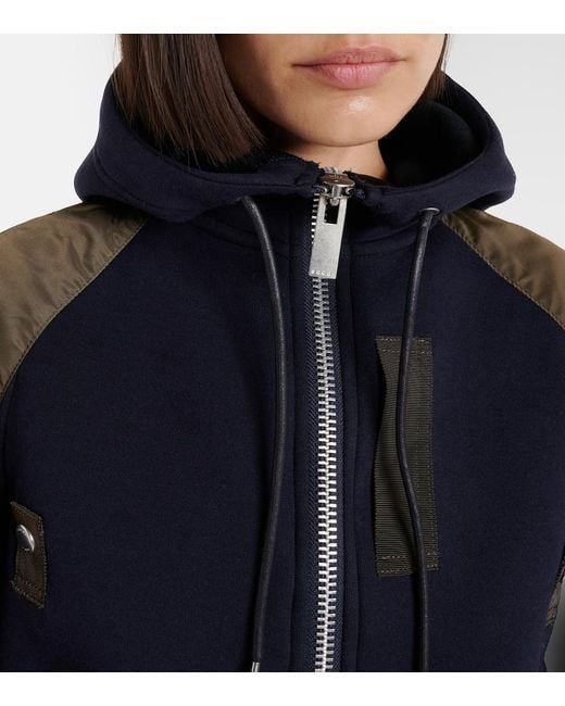 Sacai Blue Cotton-Blend And Twill Jacket