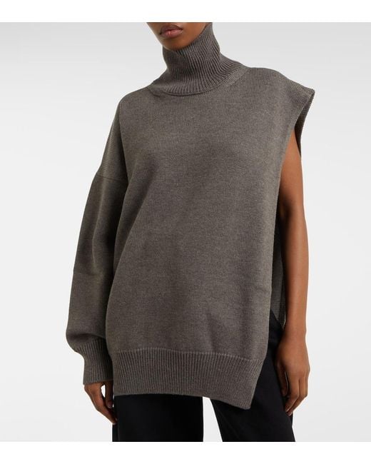 Alaïa Brown Sided Virgin Wool Sweater