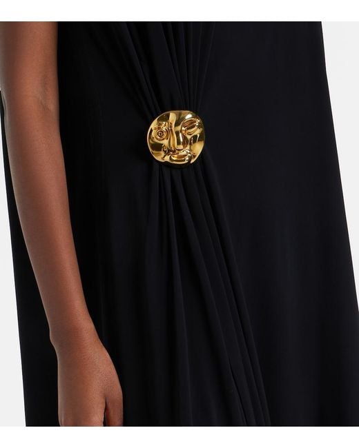 Bottega Veneta Black Asymmetric Crepe Jersey Cocktail Dress
