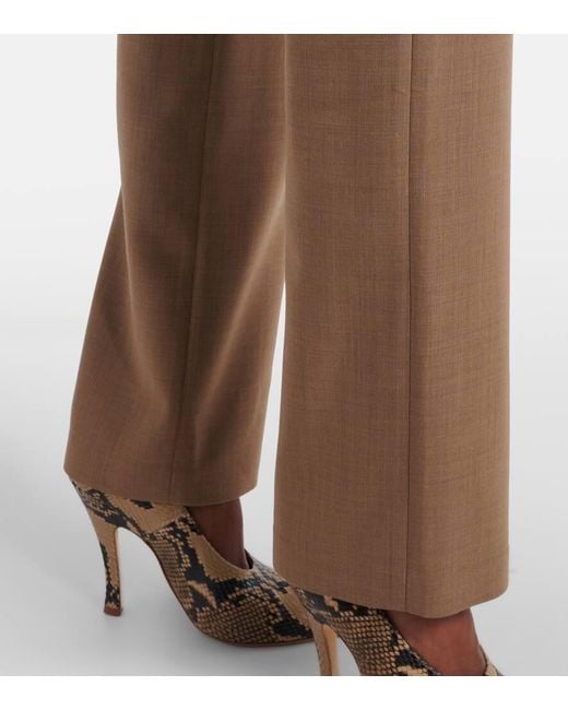 Magda Butrym Brown Lace-Trimmed Wool Straight Pants