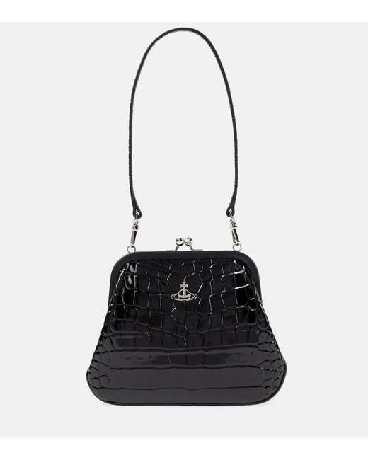 Vivienne Westwood Black Croc-effect Leather Tote Bag
