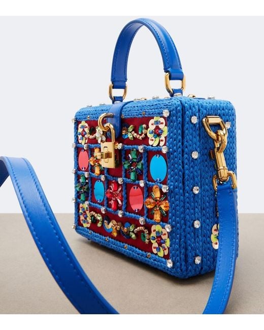 Dolce & Gabbana Blue Dolce Box Beaded Box Bag