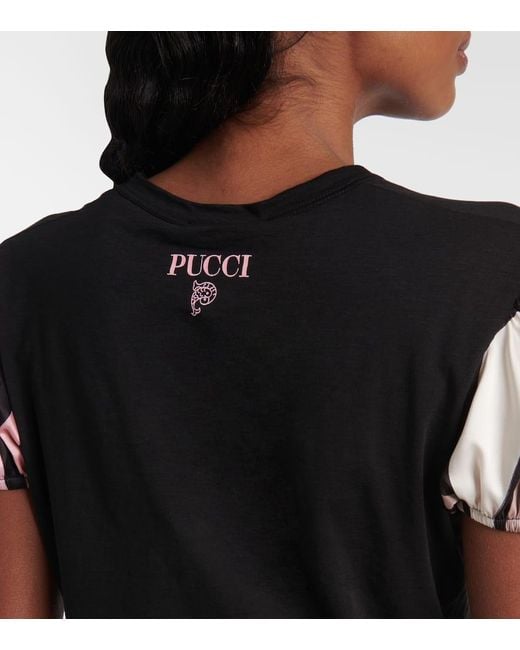 Emilio Pucci Black Top Iride Aus Baumwolle Mit Satin