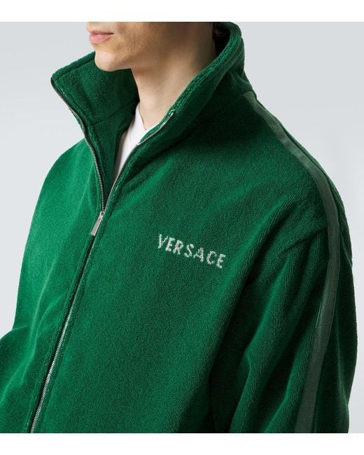 Versace Green Medusa Cotton Terry Zip-Up Sweatshirt for men