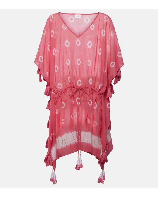 Anna Kosturova Pink Sand Dollar Tie-Dye Cotton Kaftan