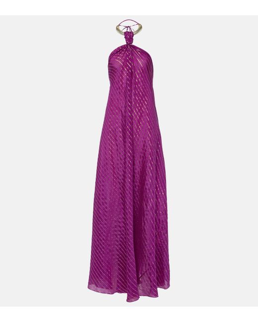 Johanna Ortiz Purple Silk-blend Maxi Dress