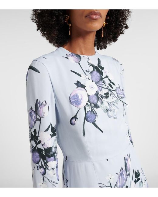 Erdem Blue Floral Midi Dress