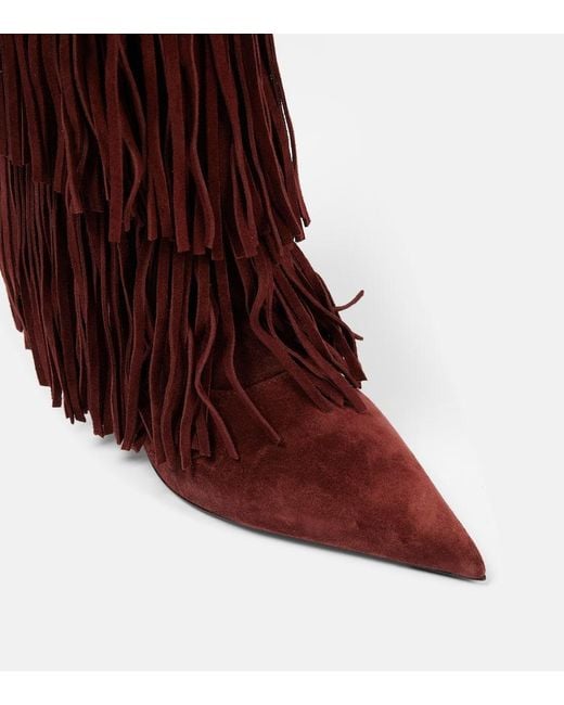 Paris Texas Red Jessie 75 Fringed Suede Knee-High Boots