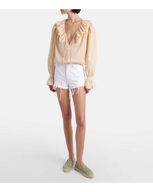 Chloé Green Isla Leather-Trimmed Crochet Espadrilles