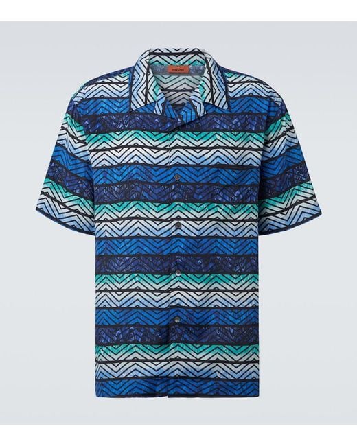 Missoni Blue Zigzag Bowling Shirt for men
