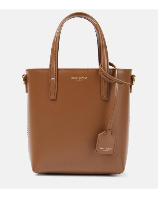 Saint Laurent Brown Toy Shopping Mini Leather Tote Bag