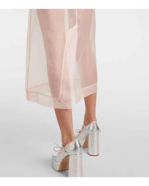 Simone Rocha White Silk Organza Pencil Skirt