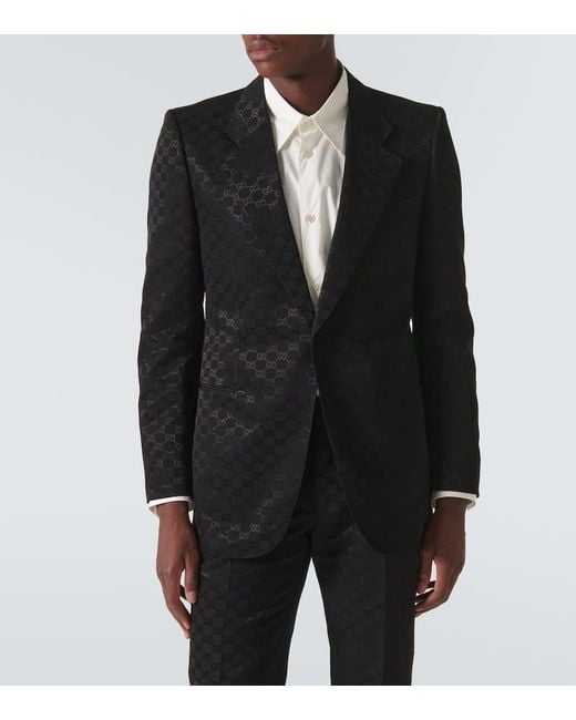 Gucci Formelles Jackett Aus Baumwolle Und Viskose Mit Gg, Grösse in Black für Herren
