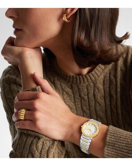 BVLGARI Metallic Embellished 33Mm 18Kt And Stainless Steel Watch