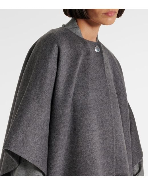Totême  Gray Double Scarf Wool Coat