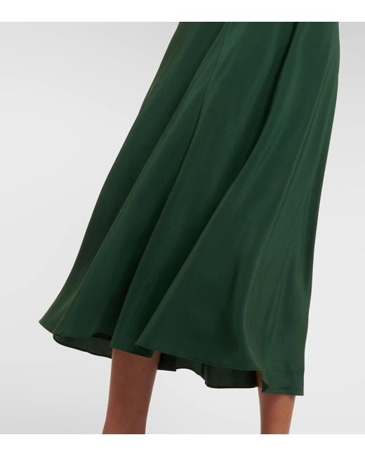 Vestido Midi De Crepe De China De Seda Totême  de color Green