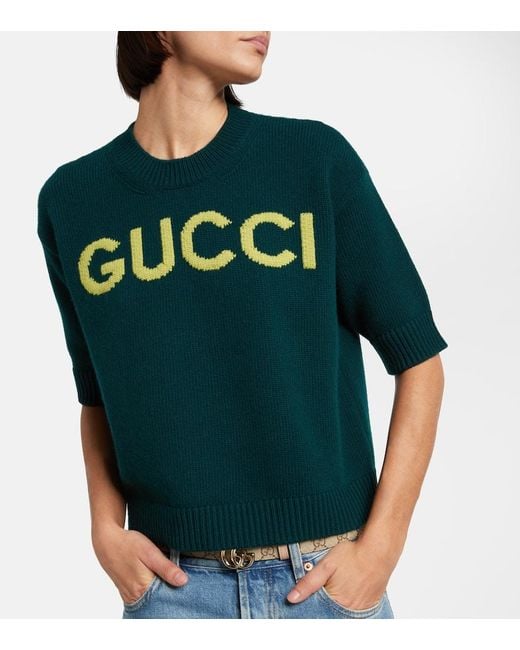 Gucci Green Pullover Aus Wolle