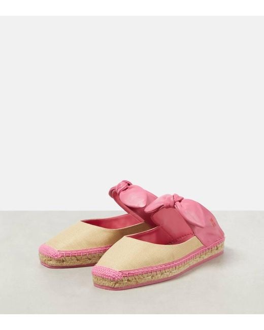 Jimmy Choo Pink Reka Leather-Trimmed Espadrilles