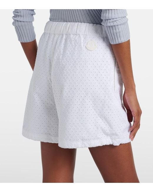 Moncler White Broderie Anglaise Cotton Shorts