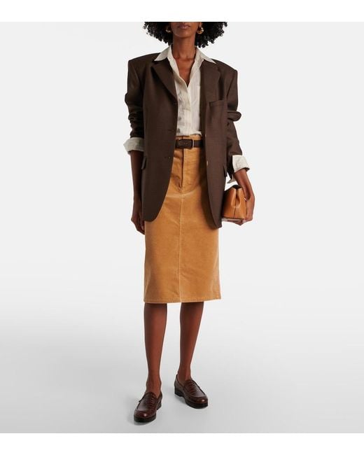Polo Ralph Lauren Natural Cotton Corduroy Pencil Skirt