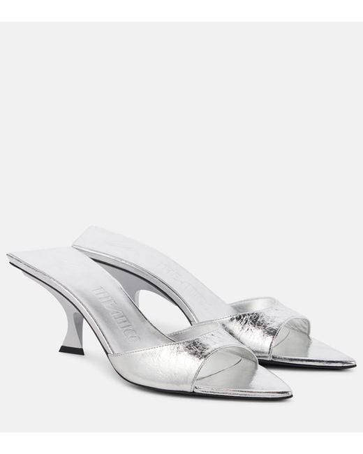 The Attico White Bes 65 Metallic Leather Mules