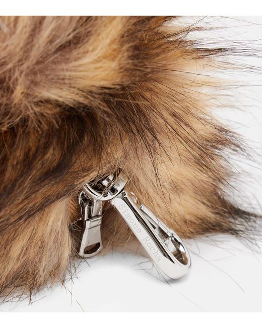 Simone Rocha Natural Embellished Faux Fur Coin Purse