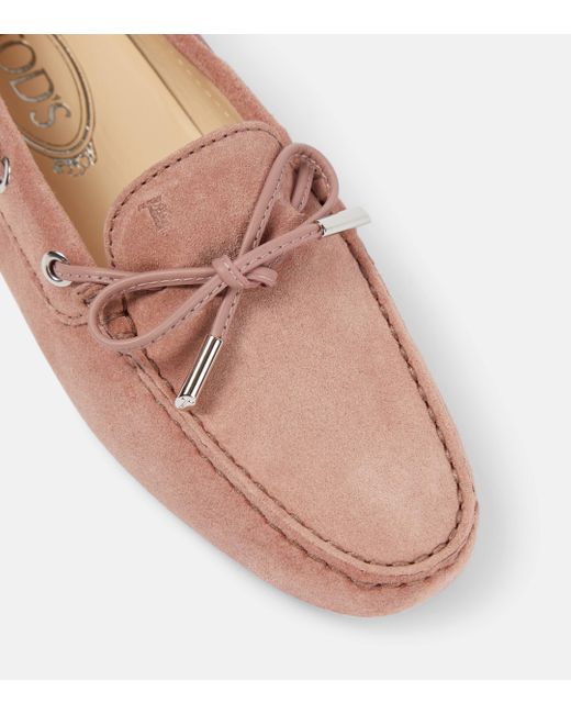 Tod's Pink Suede Loafers