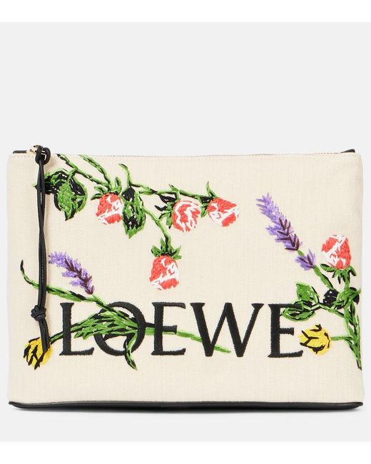 Loewe Green Paula's Ibiza Embroidered Canvas Pouch