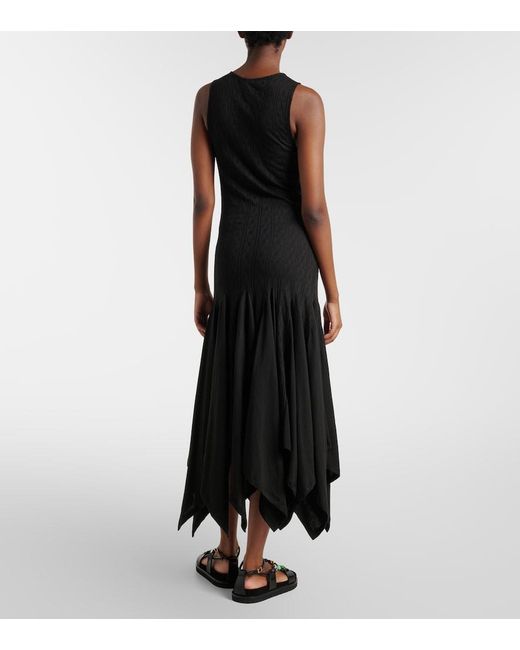Loewe Black Paula's Ibiza Pointelle Cotton Jersey Maxi Dress