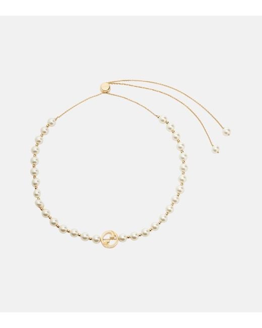 Gucci White Interlocking G Pearl Necklace