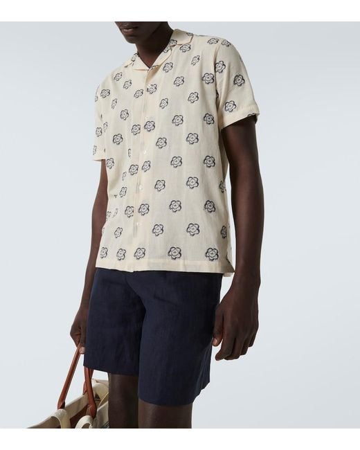 Orlebar Brown White Marne Cotton-Blend Jacquard Bowling Shirt for men