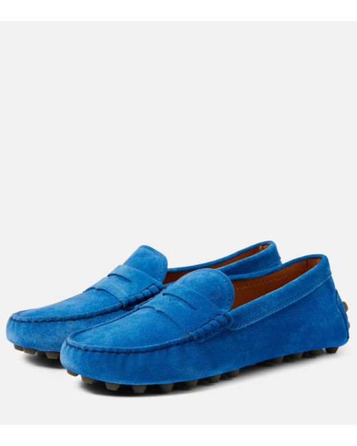 Tod's Blue Gommino Suede Driving Shoes