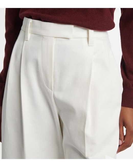 Brunello Cucinelli White Cotton Barrel-Leg Pants