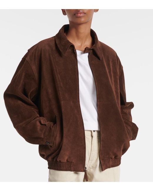 The Row Brown Roana Suede Bomber Jacket