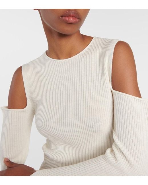 Rick Owens White Cutout Virgin Wool Top