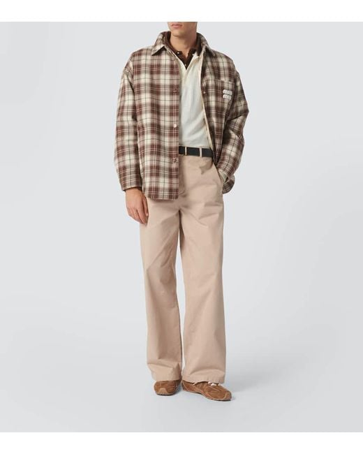 Sobrecamisa De Lana Virgen A Cuadros Miu Miu de hombre de color Brown