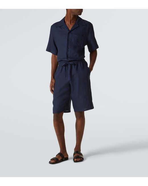 Dolce & Gabbana Blue Linen Bermuda Shorts for men