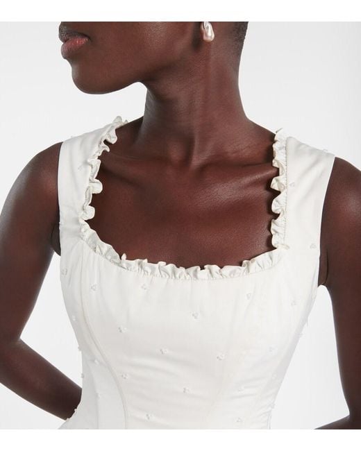 Clio Peppiatt White Camelia Embellished Corset