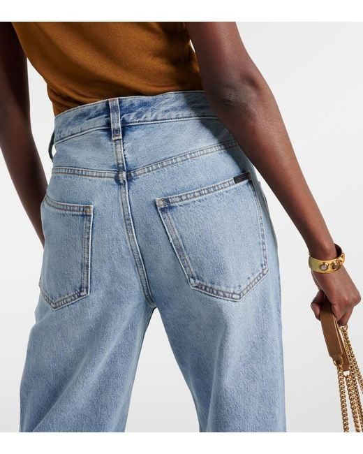 Jeans a gamba larga e vita alta di Saint Laurent in Blue
