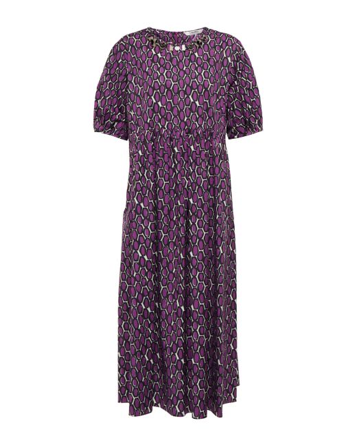 Max Mara Fatoki Embellished Cotton Midi Dress in Purple | Lyst UK